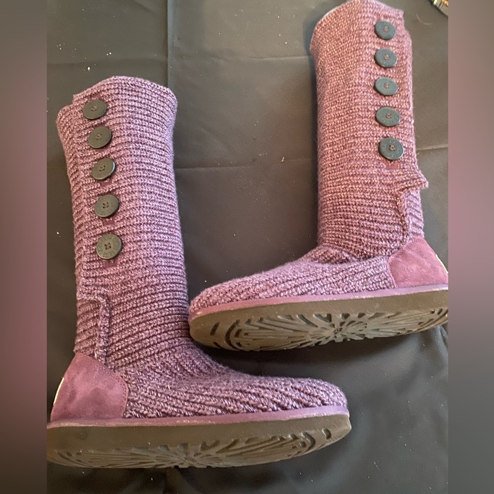 (EUC) UGG AUSTRALIA CARDY SWEATER KNIT TALL BOOT 10 PURPLE (EXCELLENT CONDITION) - Picture 4 of 9
